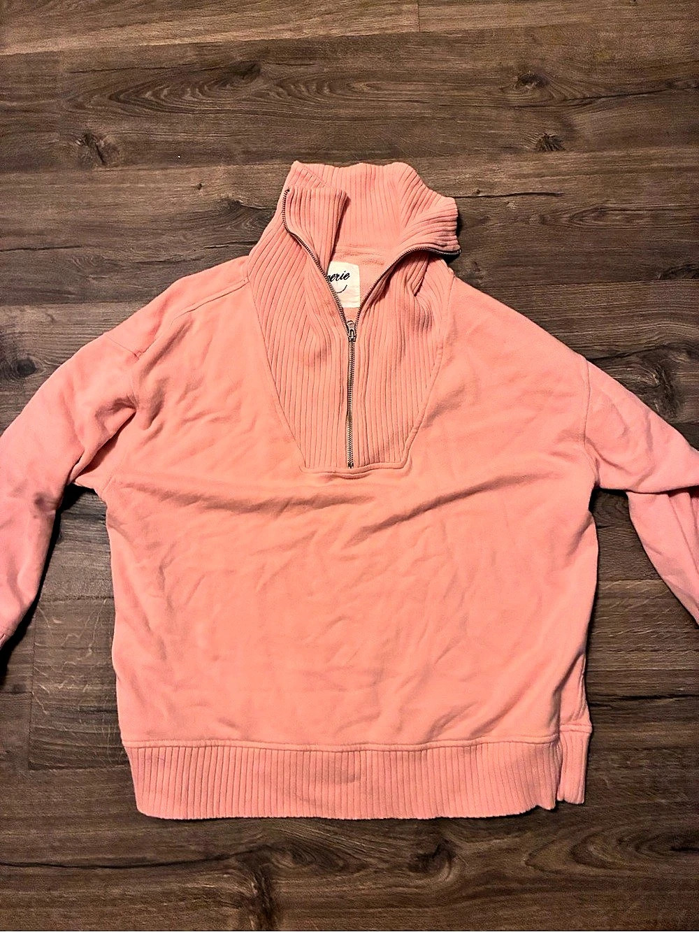 aerie So Nostalgic Quarter Zip Sweater Half-Zip Pullover in Pink Size Medium